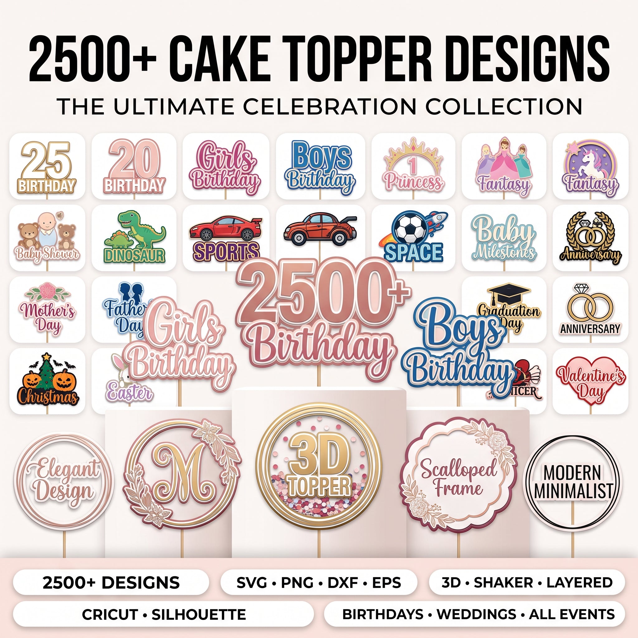 2500+ Cake Topper SVG Bundle