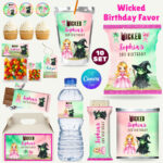 Wicked Party Favors, Elphaba & Glinda, Witches Party Favor, Pink Green Decor, Wicked Printable, Wicked Birthday Party Favors, Glinda Party