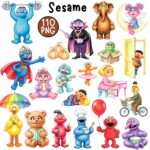 Sesame Street Cliparts 110 PNG Bundle, Street Monsters Characters, Cookie Monster, Big Bird, Monsters Birthday, Elmo and Friends Cliaprt PNG