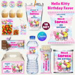 Hello Kitty Party Favors, Editable Pink Cats Birthday Party Bundle, Adorable Hello Kitty and Friends Birthday, Kitty Party Favor, Kitty Party Decors