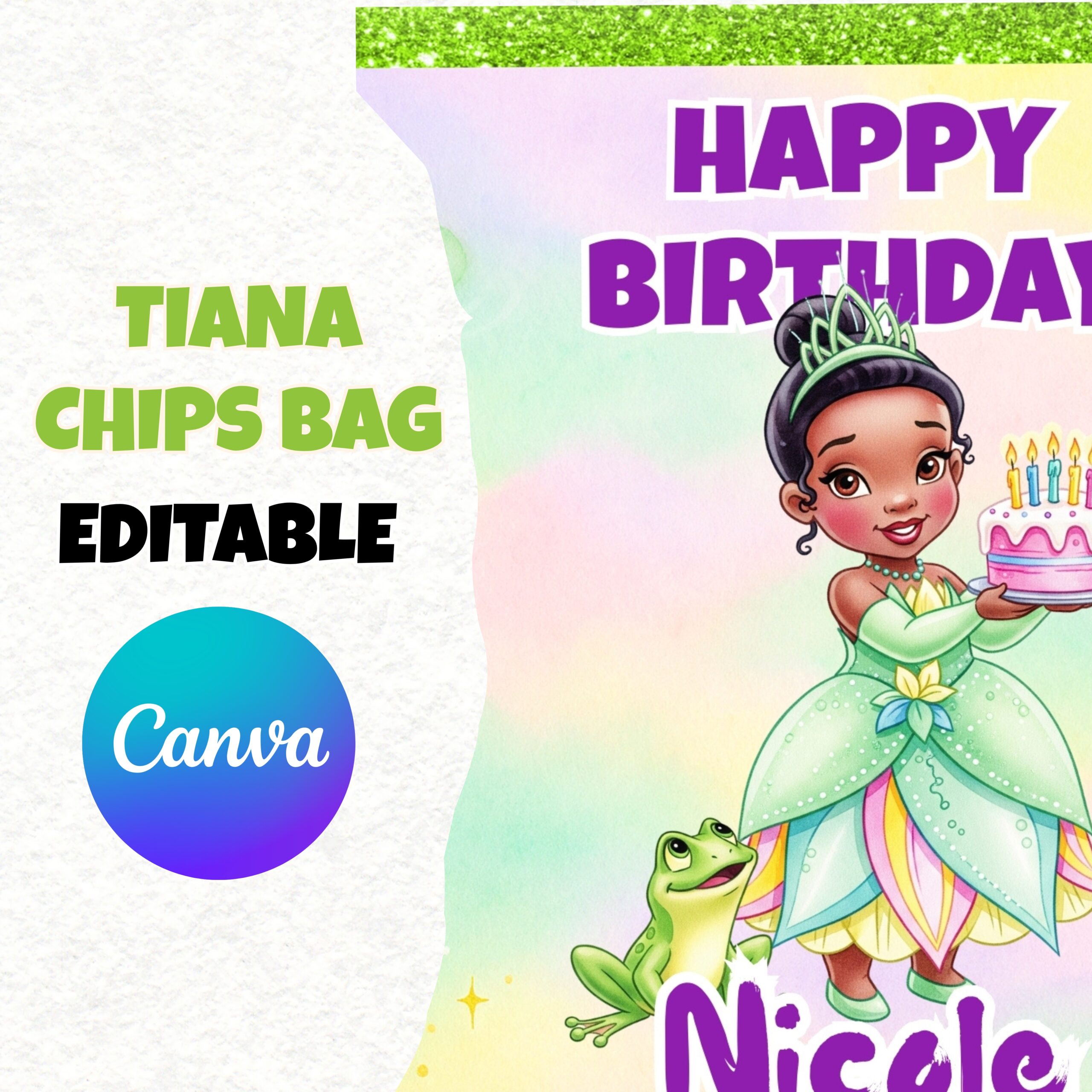 Princess Tiana Party Favor, Princess Tiana Birthday, Princess Tiana Party Kit, Frog Princess Birthday Favor, Adorable Party Decor