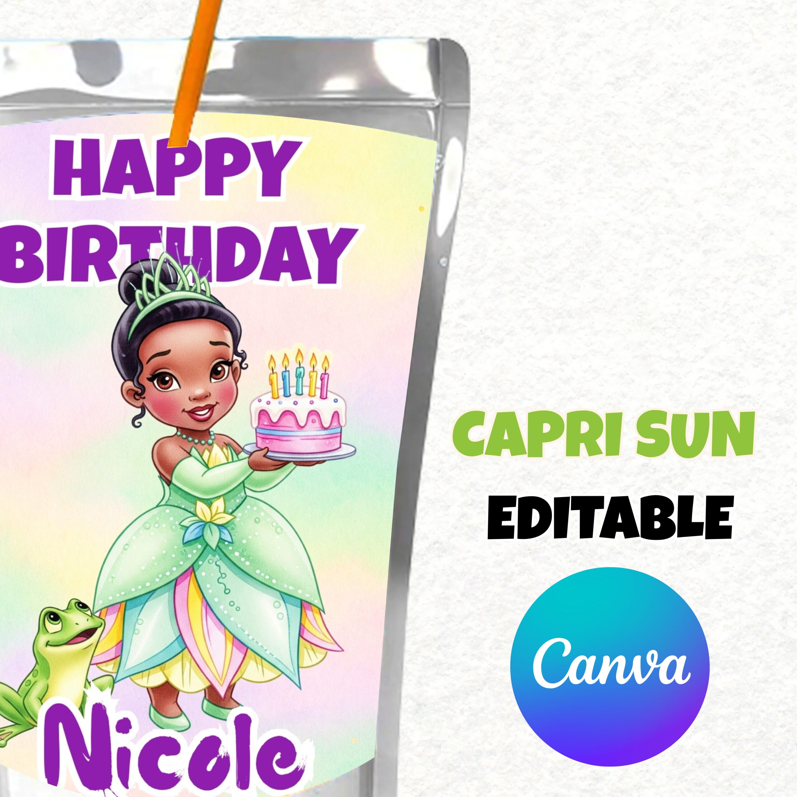 Princess Tiana Party Favor, Princess Tiana Birthday, Princess Tiana Party Kit, Frog Princess Birthday Favor, Adorable Party Decor