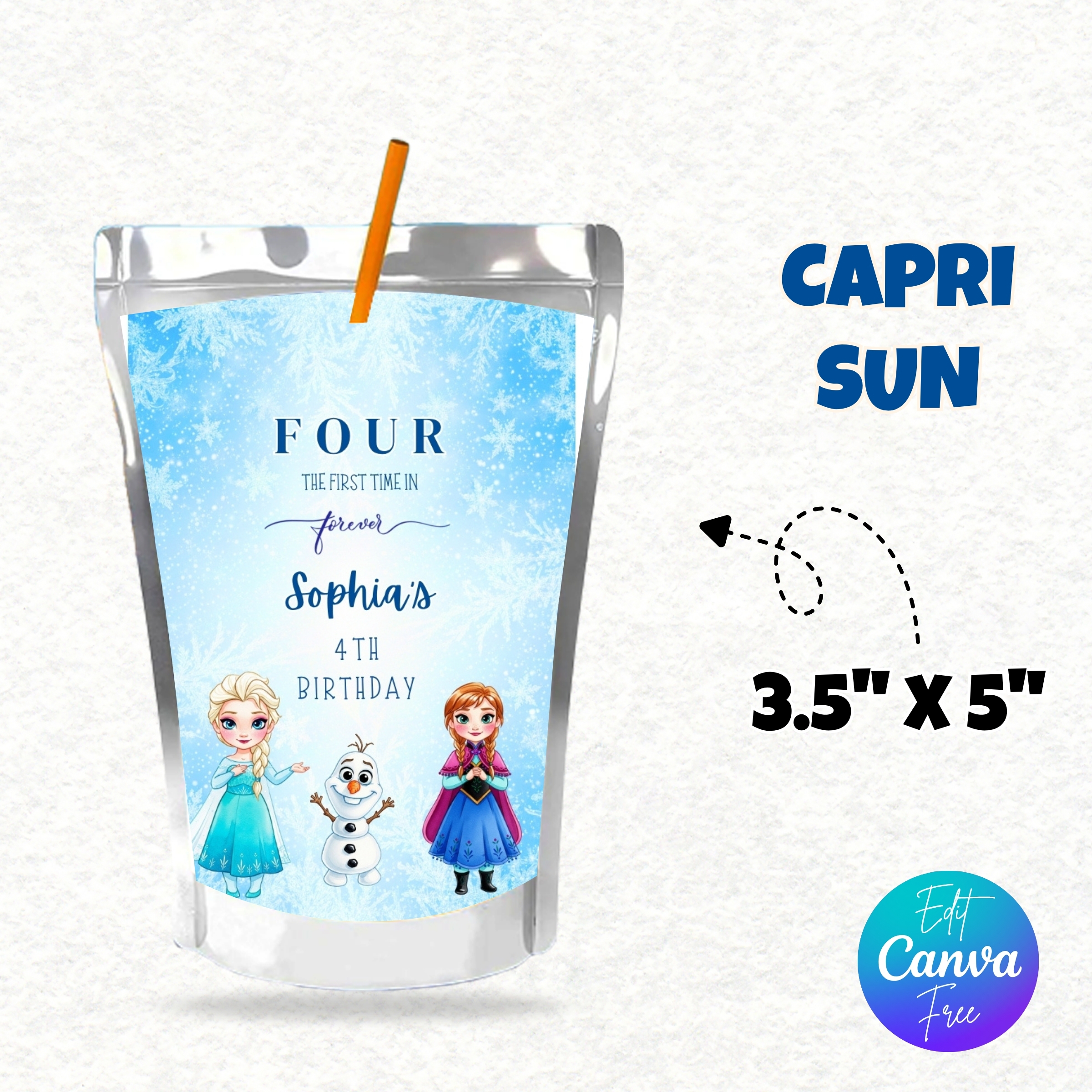 Frozen Birthday Party Favor Bundle, Editable Frozen Party Favors, Frozen Chip Bag, Adorable Frozen Birthday Party Decor, Princess Elsa Party Favors