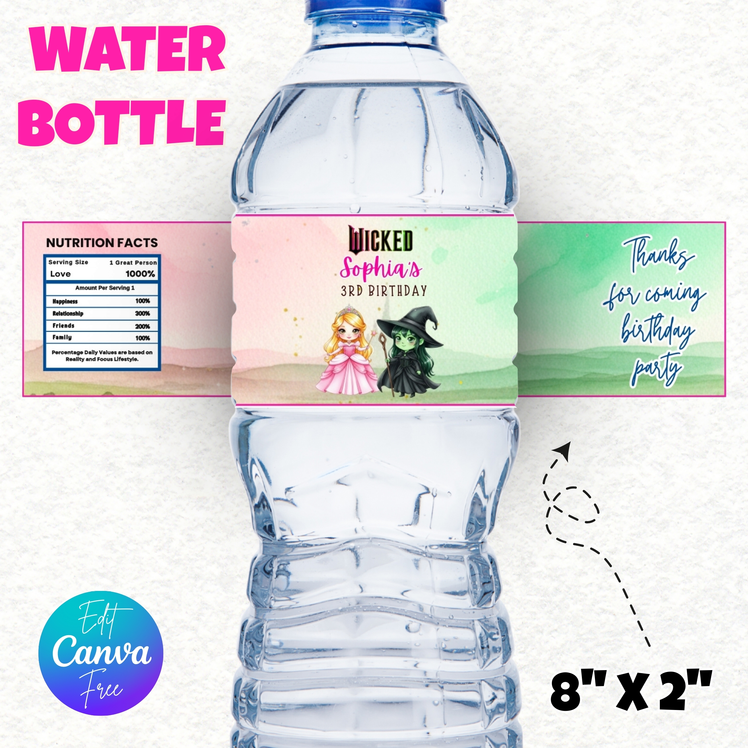 Wicked Party Favors, Elphaba & Glinda, Witches Party Favor, Pink Green Decor, Wicked Printable, Wicked Birthday Party Favors, Glinda Party