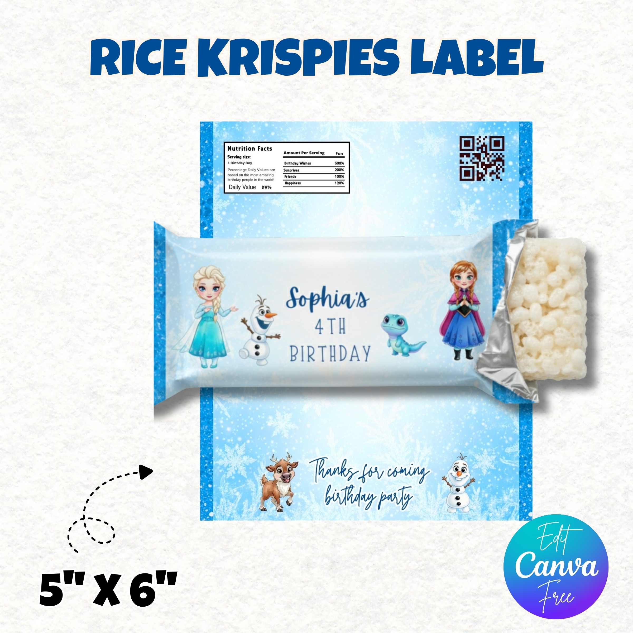 Frozen Birthday Party Favor Bundle, Editable Frozen Party Favors, Frozen Chip Bag, Adorable Frozen Birthday Party Decor, Princess Elsa Party Favors