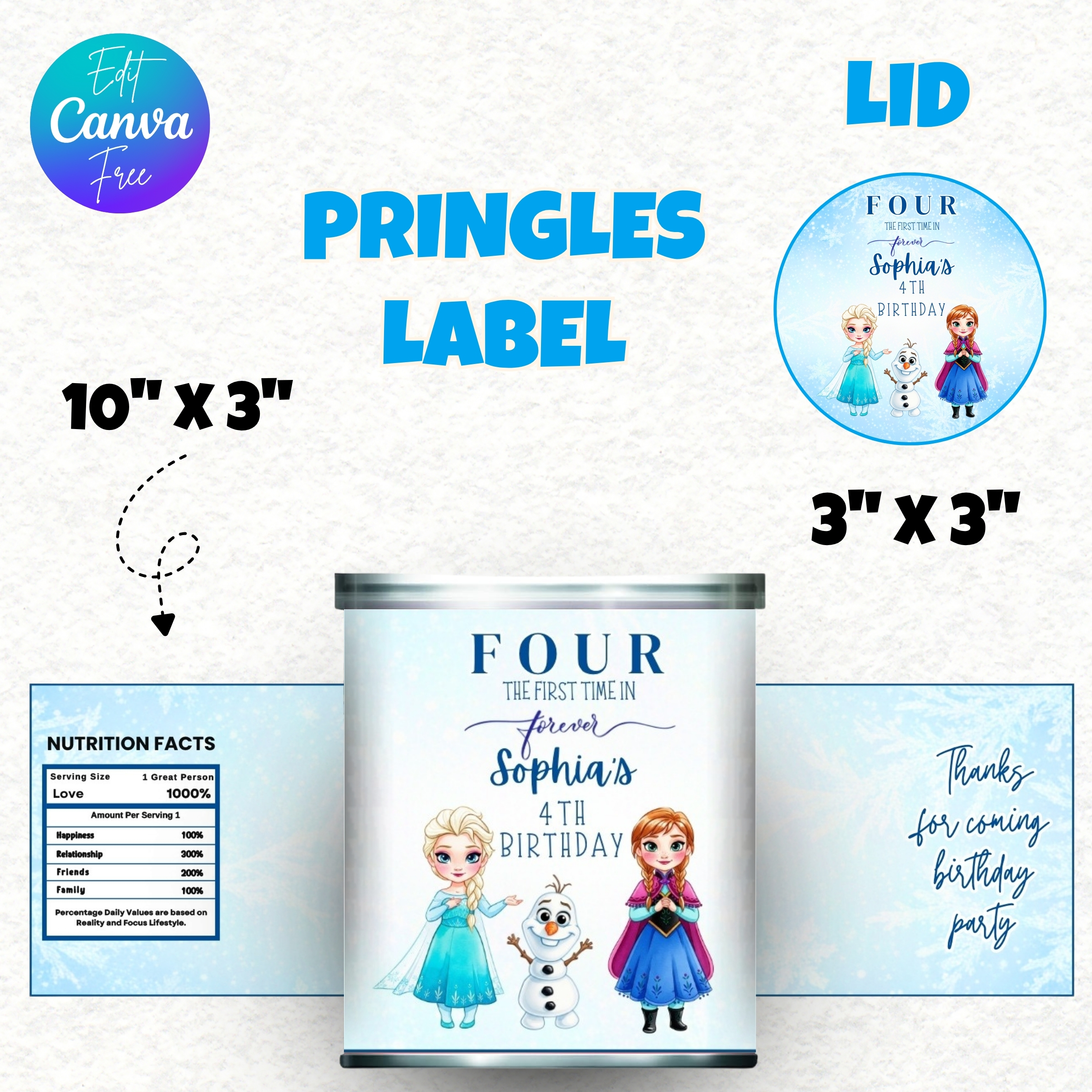 Frozen Birthday Party Favor Bundle, Editable Frozen Party Favors, Frozen Chip Bag, Adorable Frozen Birthday Party Decor, Princess Elsa Party Favors