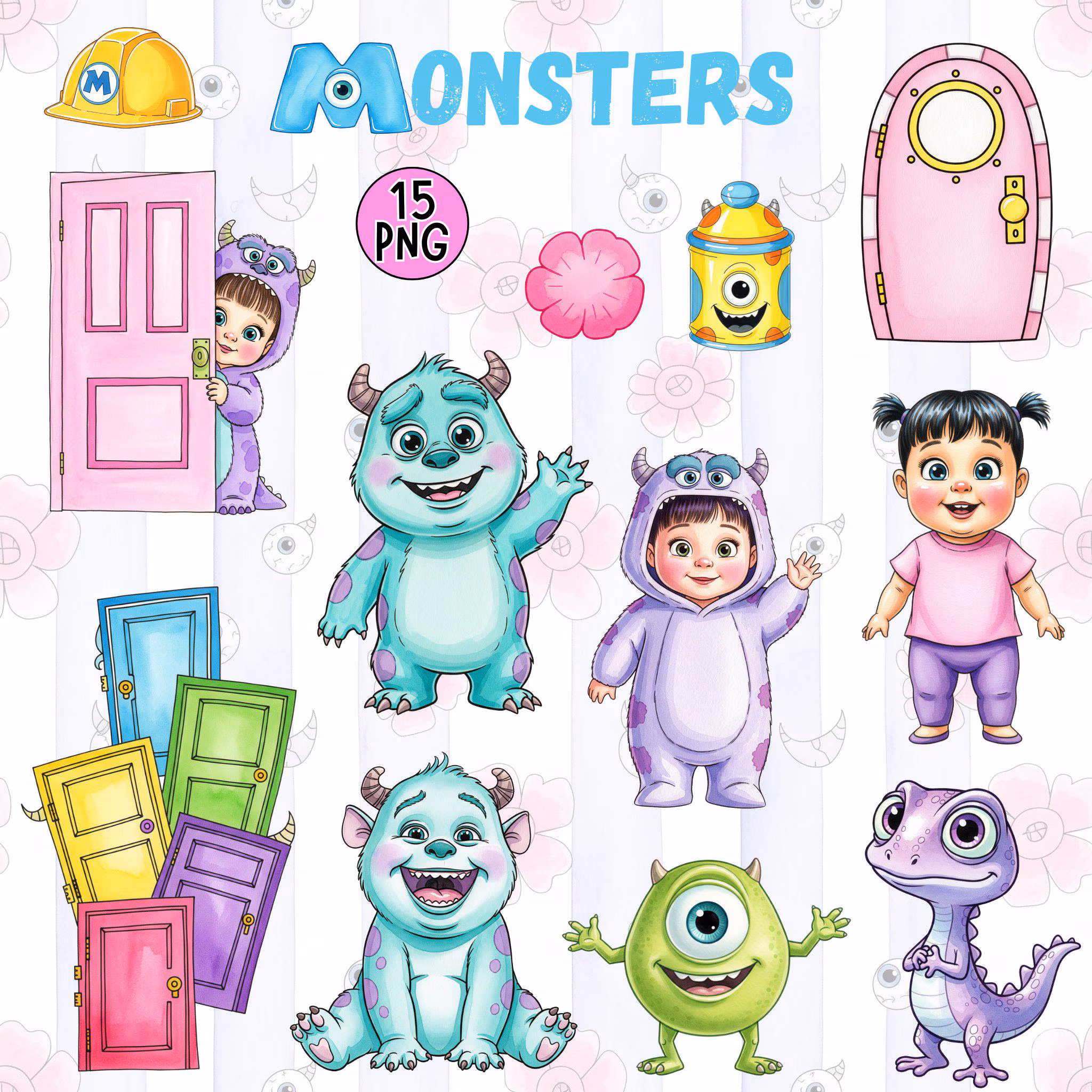 Baby Monster Inc Watercolor Clipart