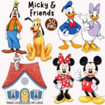 Classic Mickey Mouse Clipart, Mickey, Minnie, Donald Duck, Daisy Duck, Mickey and Minnie PNG, Cute Adorable Clipart, Watercolor Micky Friends
