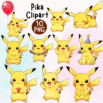 Cute Pikachu Watercolor Clipart, Pokemon Clipart PNG, Pokemon Birthday, Adorable Pikachu Clipart, Cute Pokemon PNG, Nursery Art