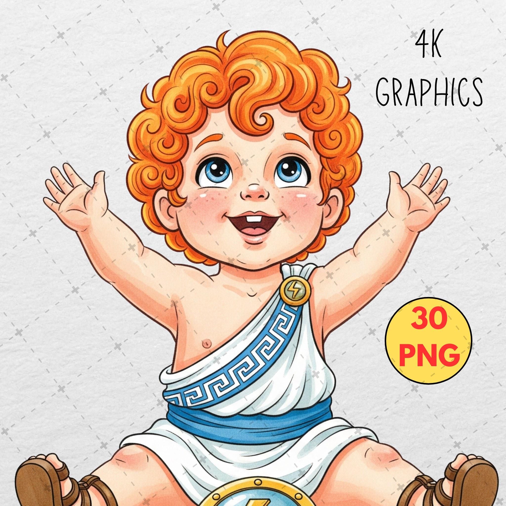 Baby Hercules Clipart, Cute Cartoon PNG, Watercolor Hercules Birthday, Hercules Baby Shower, Baby Hercules & Pegasus Clipart, Adorable Hercules