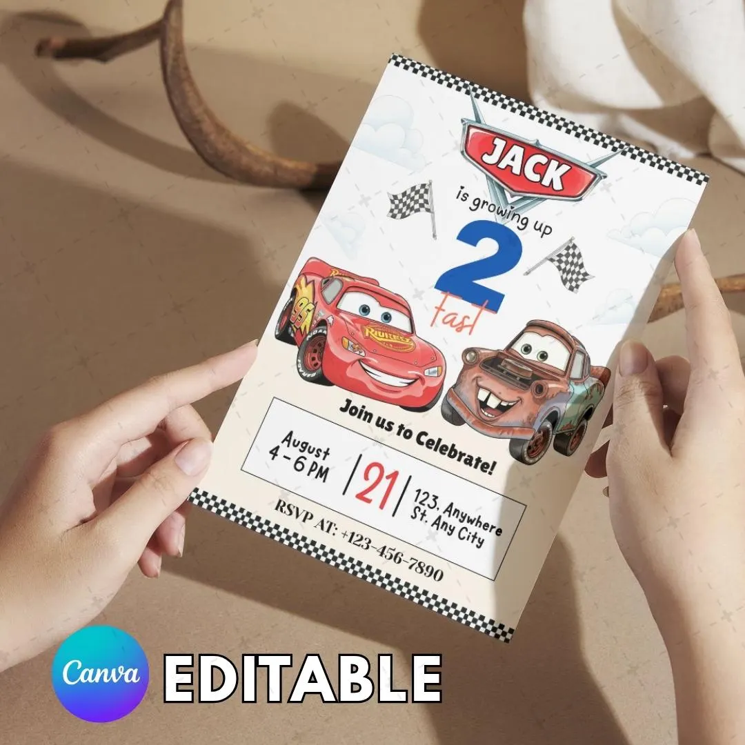 Cars McQueen Invitation Card