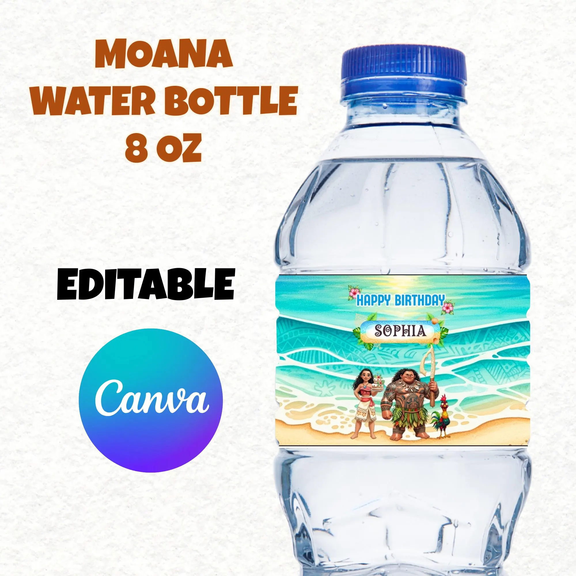 Princess Moana Birthday Party Favors, Editable Moana Party Favors, Girl Party Favors, Moana Birthday Adorable Labels