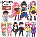 Cute Kpop Demon Hunter Clipart 30 PNG Bundle, Hun-trix PNG, Girl Dinner Png, Cute Sa-ja Girls PNG, Little Sa-ja Boys Png, Adorable Baby Hunter Merch