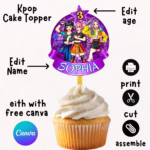 Custom Kpop Demon Hunter Cake Topper, Beautiful Demon Hunter Birthday Party Favors, Printable Demon Hunters Cupcake Topper, K pop Demon Hunter Fan Art