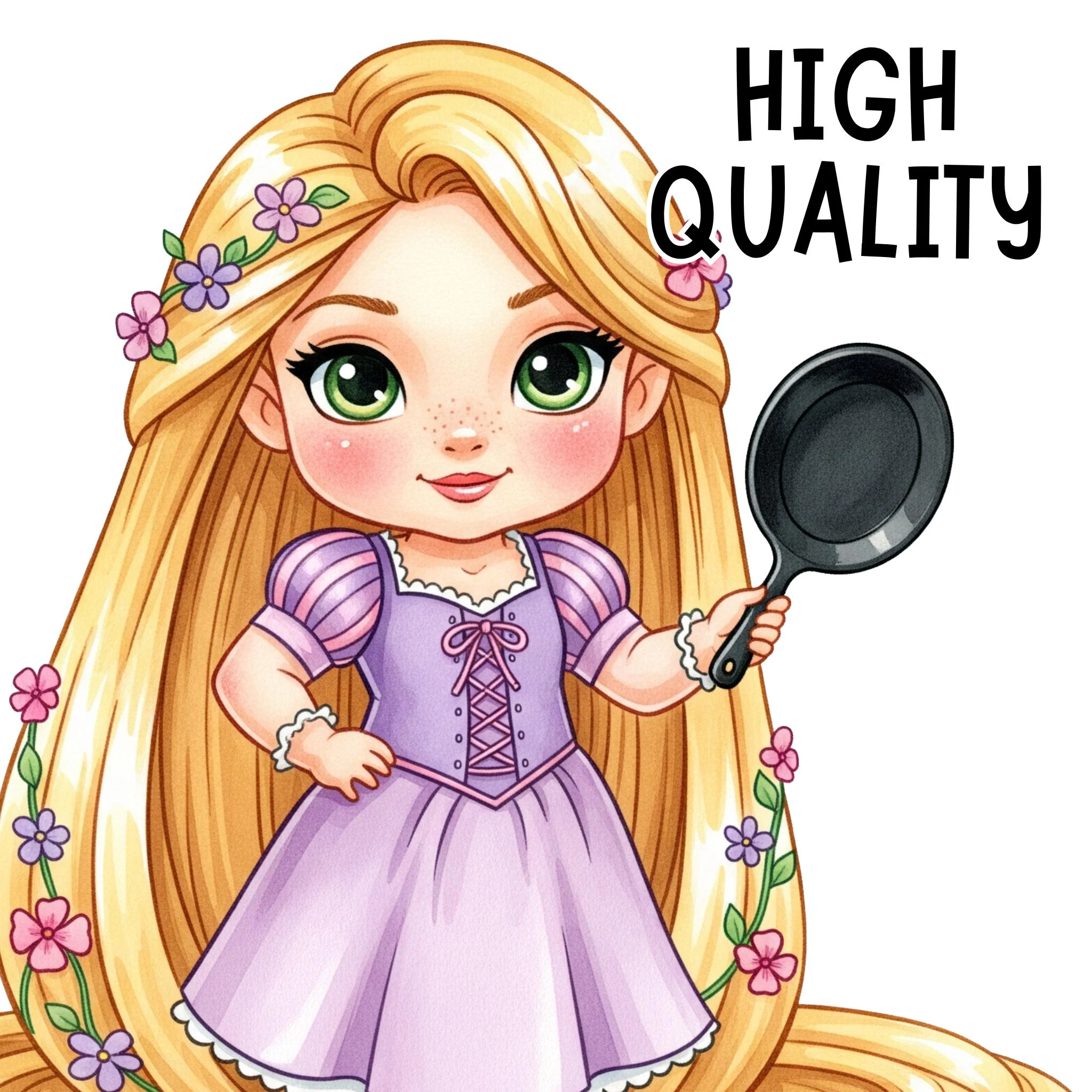 All Princess Watercolor Clipart PNG Bundle, Cute Princess PNG, Adorable Tiana, Aurora, Mermaid, Elsa, Anna, Fairytale Princess Birthday, Hand Drawn