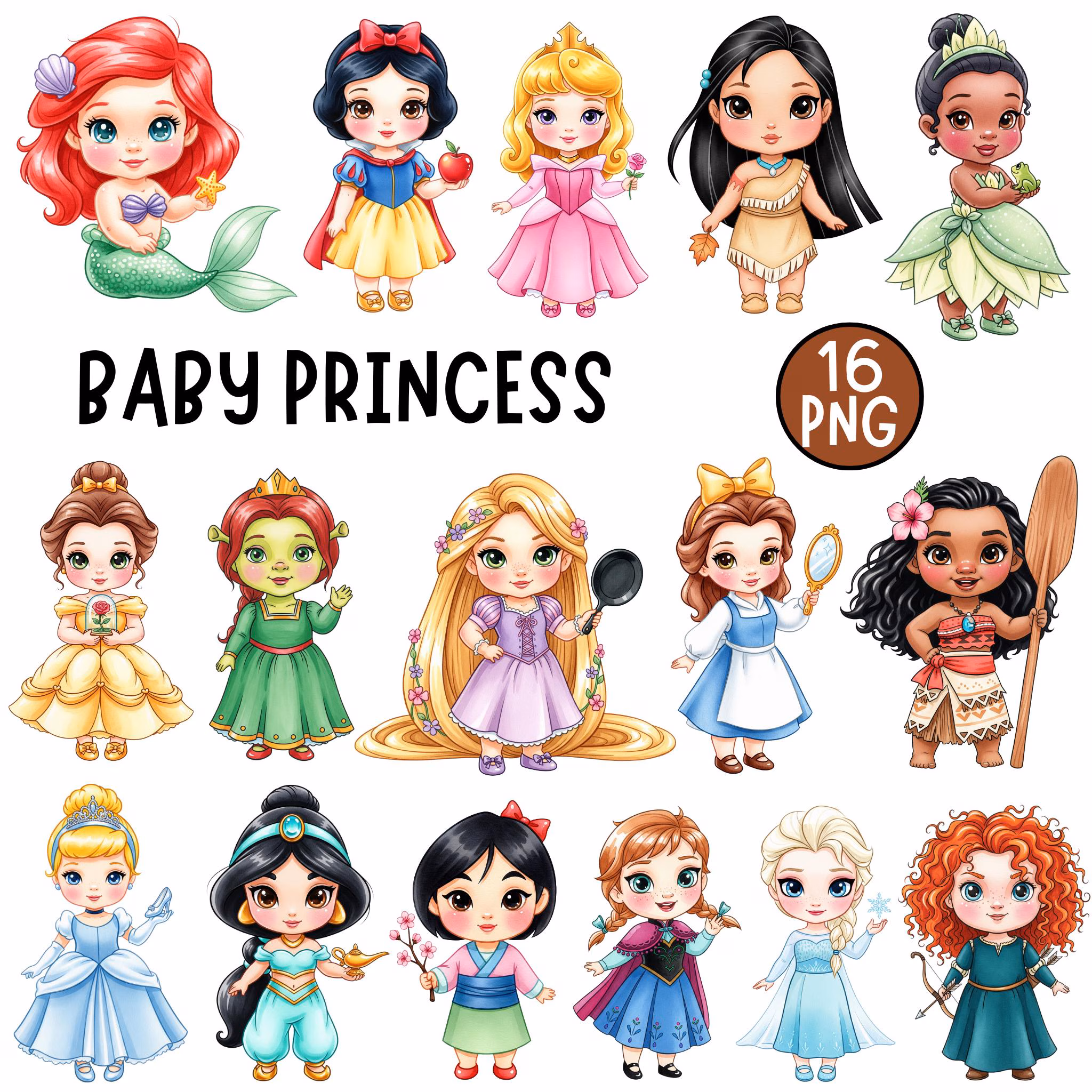 All Princess Watercolor Clipart