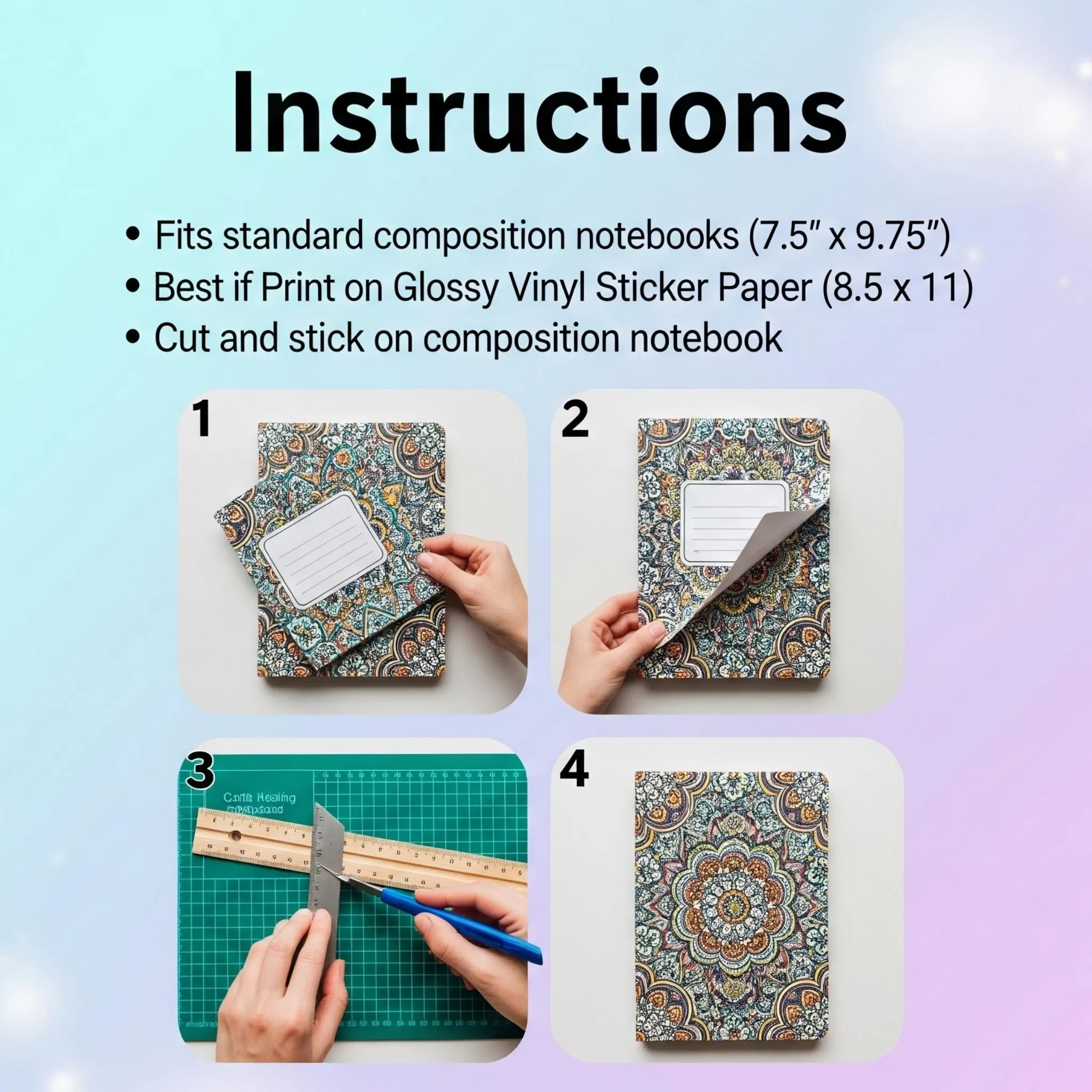 Editable School Composition Notebook Cover, 10 Cute Pink Girl Design, Canva Editable Template, Adorable Back to School Printable, 7.5" x 9.75" Inches