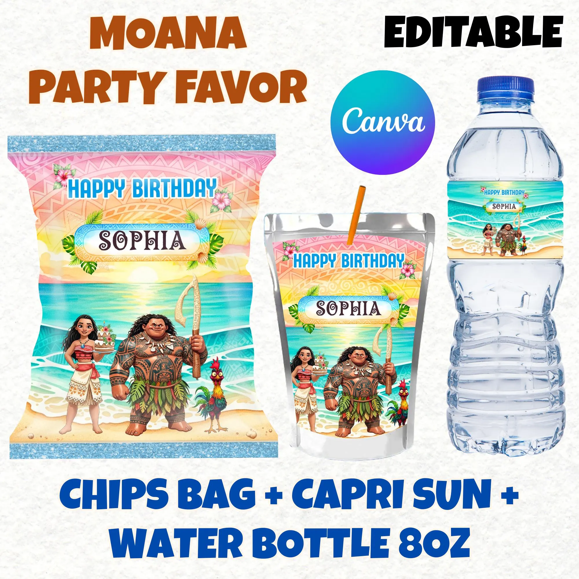 Princess Moana Birthday Party Favors