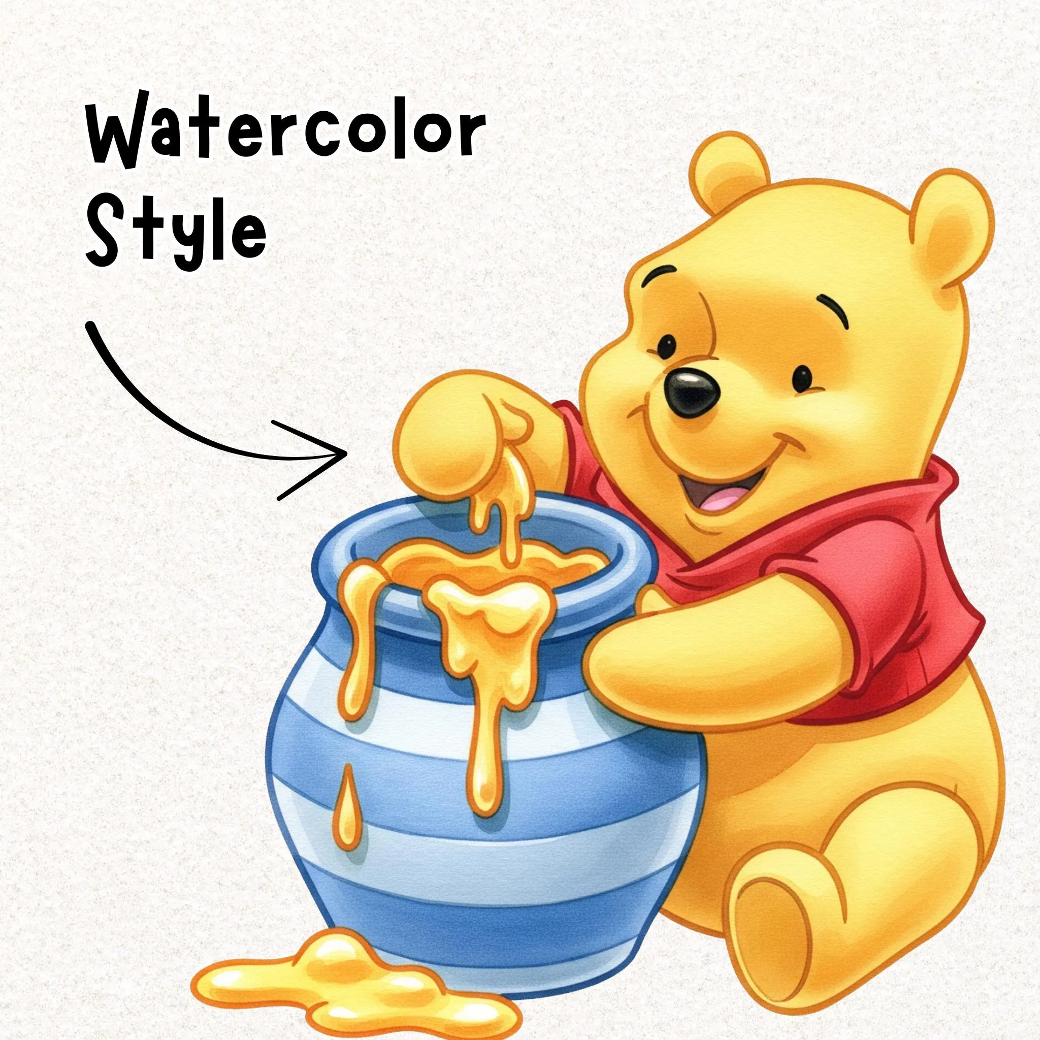 Classic Winnie the Pooh Clipart, Vintage Pooh Baby Shower, Eeyore Piglet Tigger, Adorable Winnie the Pooh Birthday, Watercolor Pooh Cliparts PNG