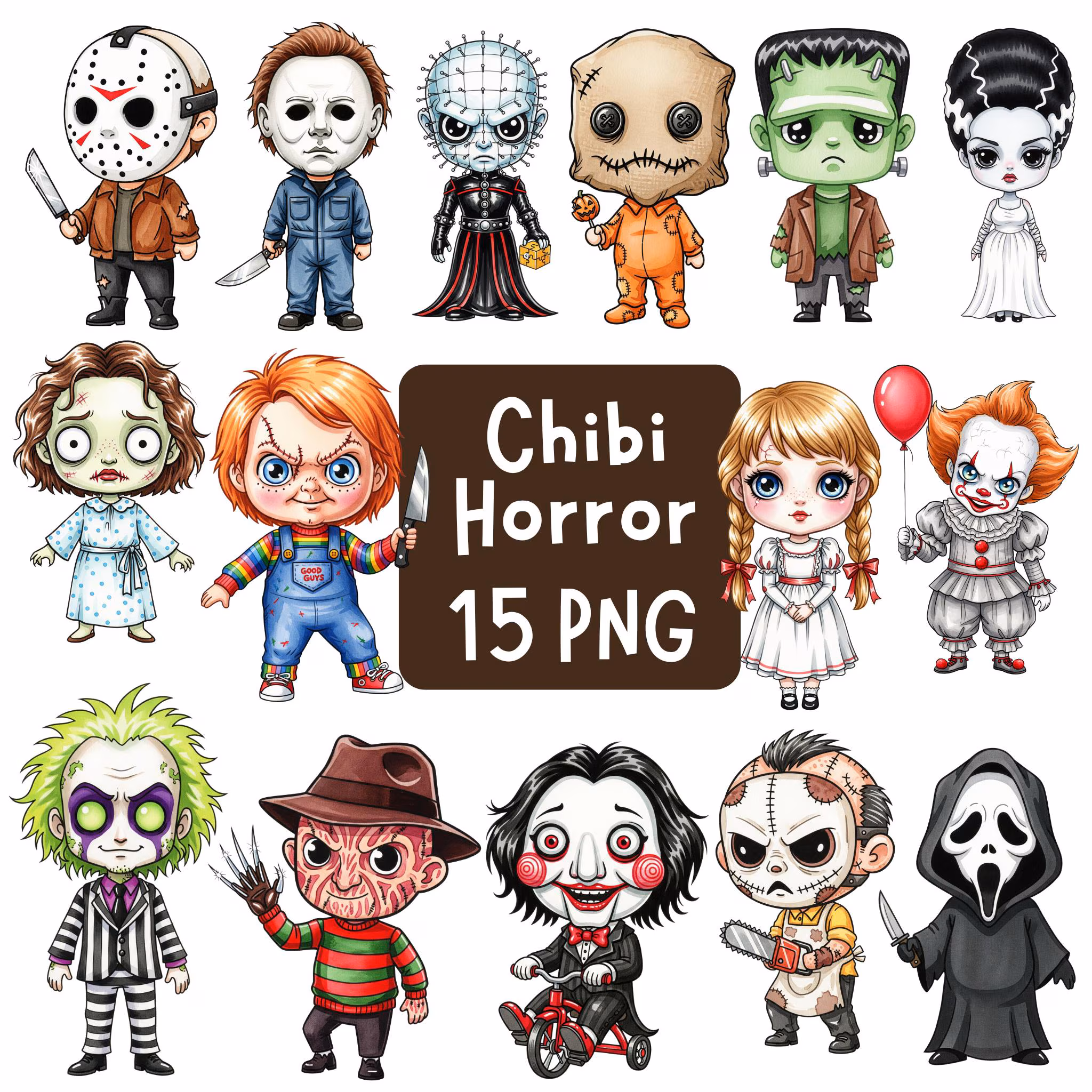Chibi Horror Villains Clipart
