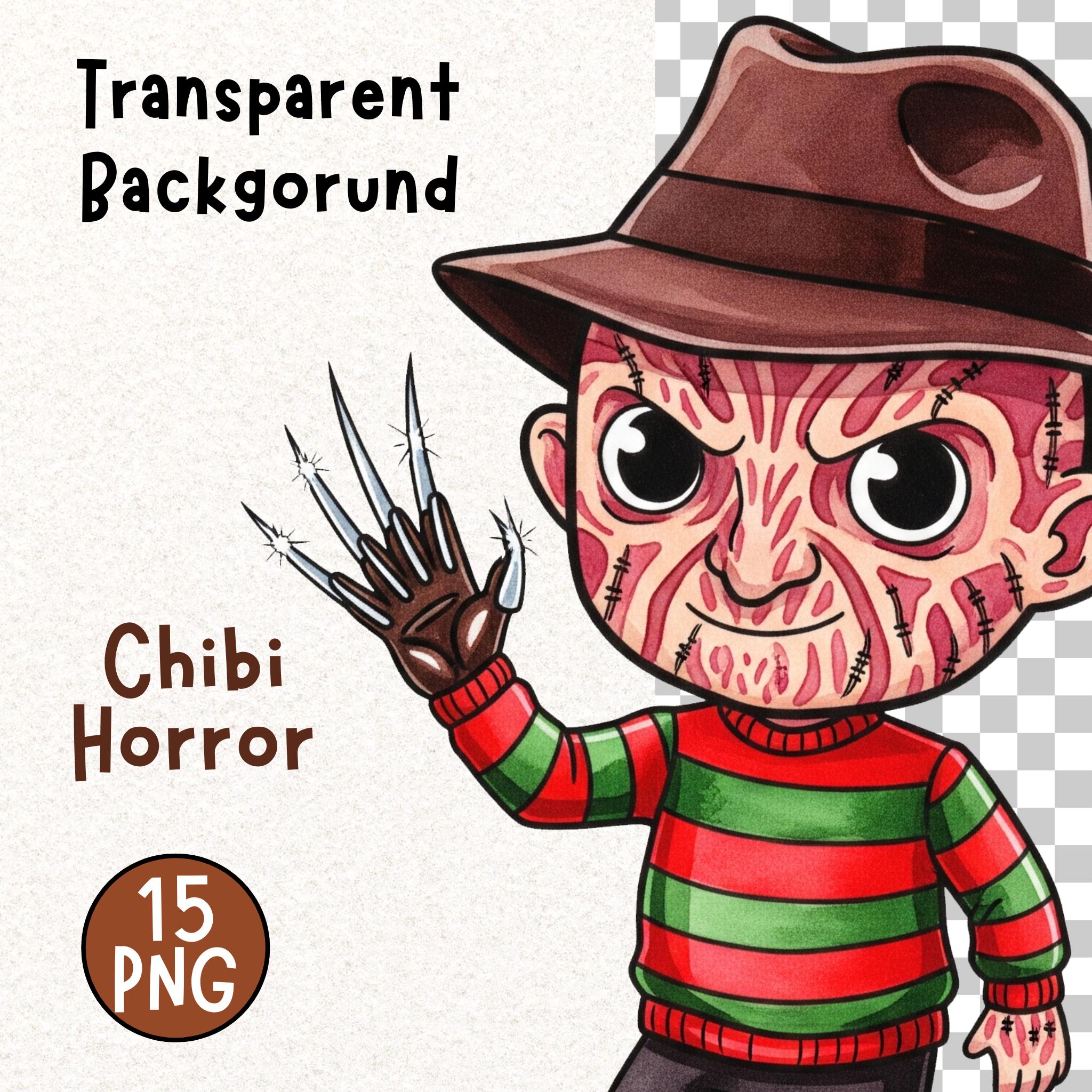 Chibi Horror Villains Clipart Bundle, Cute Watercolor Clipart, Creepy Cute Villain, Dark Style, Cute Chibi Cliparts, Horror Cartoon Cliparts