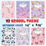 Editable School Composition Notebook Cover, 10 Cute Pink Girl Design, Canva Editable Template, Adorable Back to School Printable, 7.5" x 9.75" Inches
