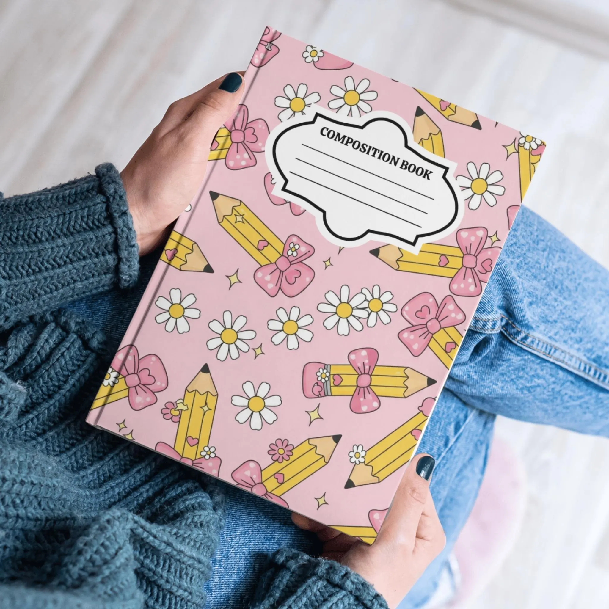 Editable School Composition Notebook Cover, 10 Cute Pink Girl Design, Canva Editable Template, Adorable Back to School Printable, 7.5" x 9.75" Inches