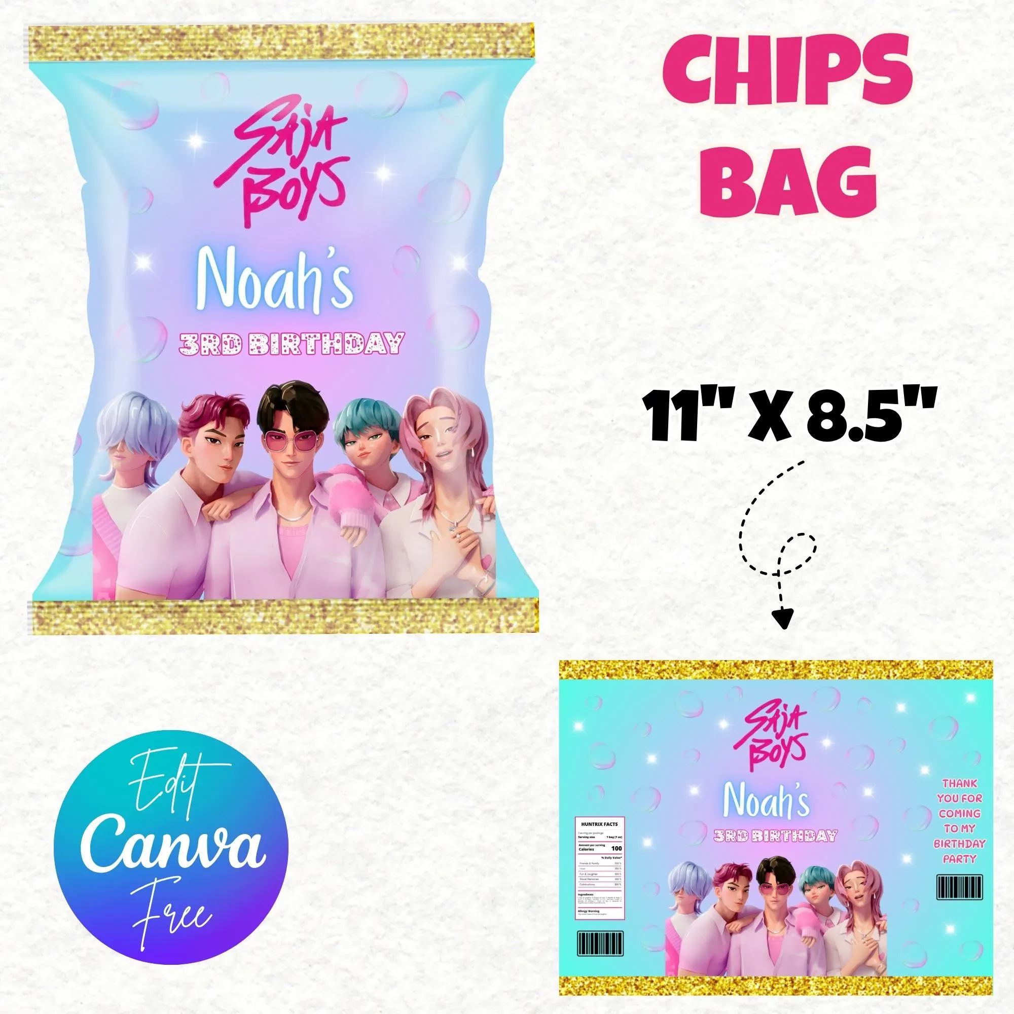 Saja Boys Kpop Party Favor Bundle, Kpop Printable Adorable Cosplay Party Decor, KPop Demon Hunters Printable, Demon Hunter Birthday Party Favors