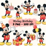 Mickey Mouse Birthday Clipart, Watercolor Mickey PNG, Beautiful Mickey PNG, Mickey Mouse Party Decor, Mickey Cake Topper, Mickey Birthday Theme Party