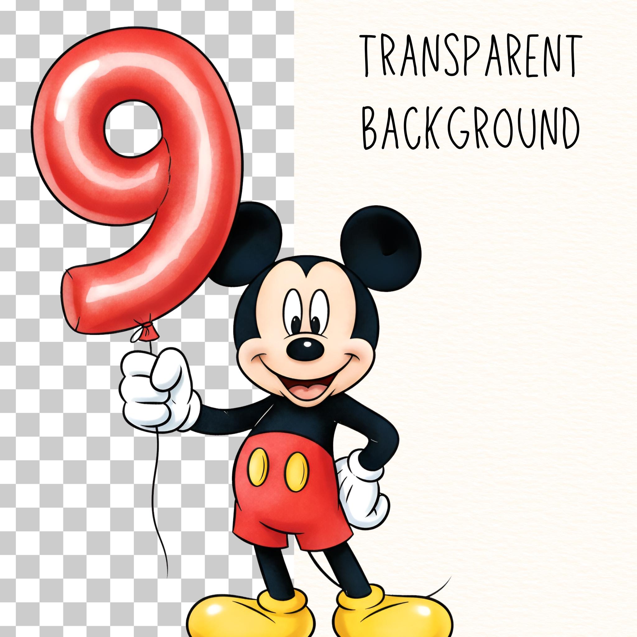 Mickey Mouse Clipart, Watercolor Mickey Holding Ballons, Beautiful Mickey PNG, Mickey Mouse Party, Mickey Cake Topper, Mickey Number Ballons