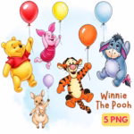 Winnie the Pooh Clipart, Pooh Baby Shower PNG, Winnie the Pooh and Friends PNG, Adorable Pooh Birthday, Piglet, Kanga, Eeyore, Tigger PNG