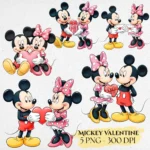 Mickey Minnie Mouse Valentine Clipart, Minnie Mouse PNG, Valentine Mickey Minnie, Valentine Watercolor Clipart, Cute Valentine Mickey PNG
