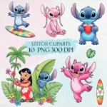 Lilo and Stitch Clipart, Lilo & Stitch Clipart, Stitch PNG, Angel PNG, Hand drawn Stitch Lilo Clipart, Watercolor Cliparts, Cute Lilo PNG