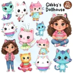 Gabby's Dollhouse Watercolor Clipart 25 PNG, Gabbys Dollhouse PNG, Kitty Fairy, Pandy Paws, Cakey Cat, Baby Box, DJ Catnip, Gabby's Birthday