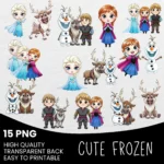 Ice Queen and Princess Watercolor Clipart - Snowy Kingdom Character PNGs for Winter Nursery Decor