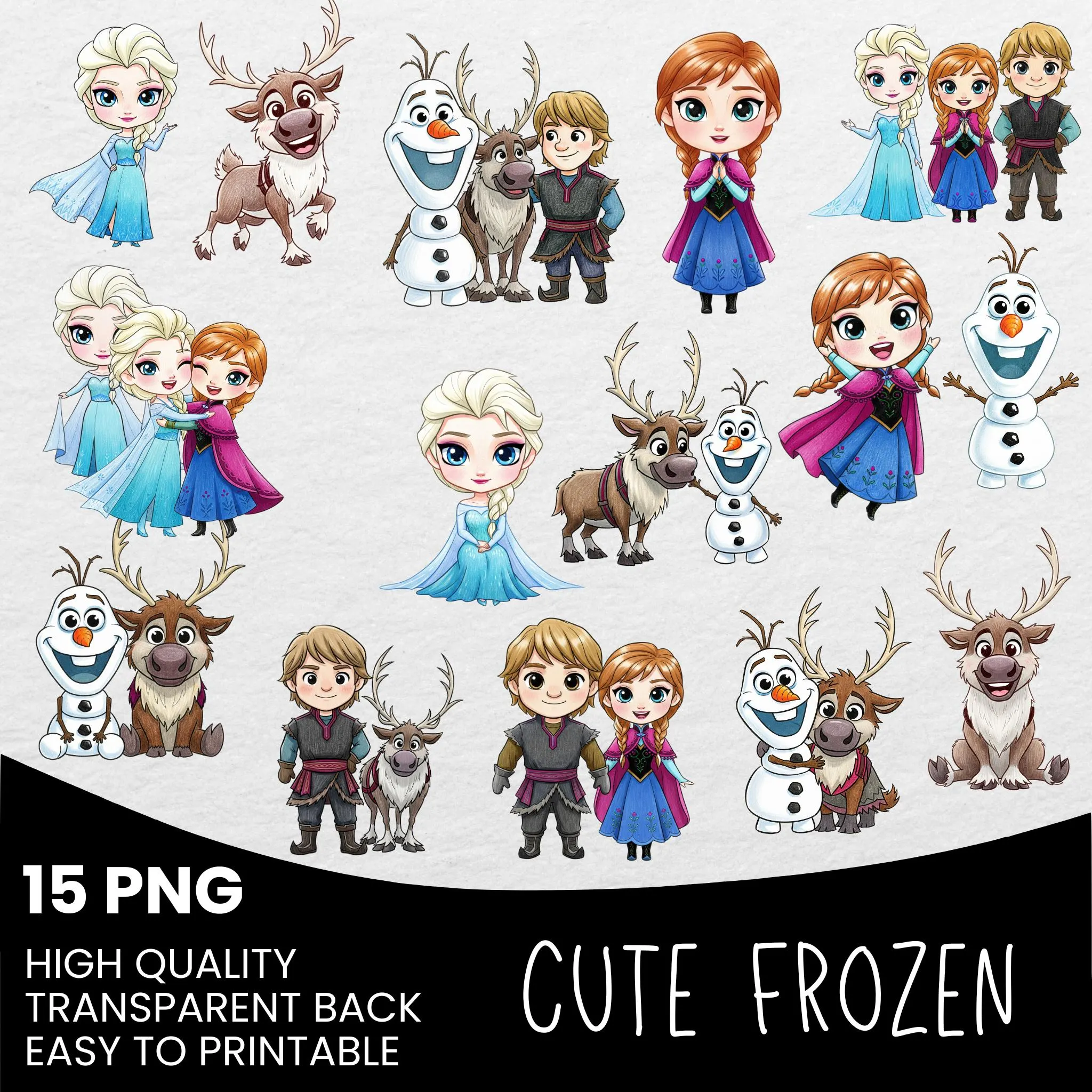 Ice Queen and Princess Watercolor Clipart