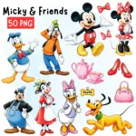 Mickey and Friends 50 Watercolor Cliparts, Mickey Mouse Cliparts, Pluto, Goffy, Daisy Donald Duck, Mouse Friends PNG, Mouse Birthday Clipart