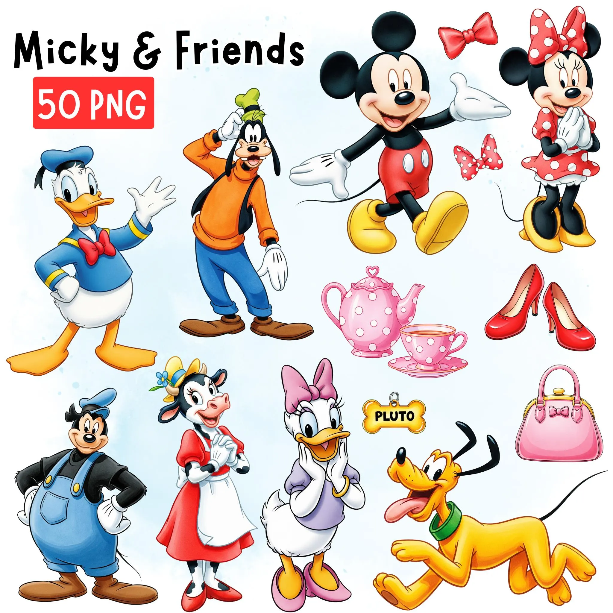 Mickey and Friends 50 Watercolor Cliparts
