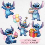 Stitch Watercolor Clipart - Tropical Island Experiment PNG Bundle for Ohana Nursery Decor