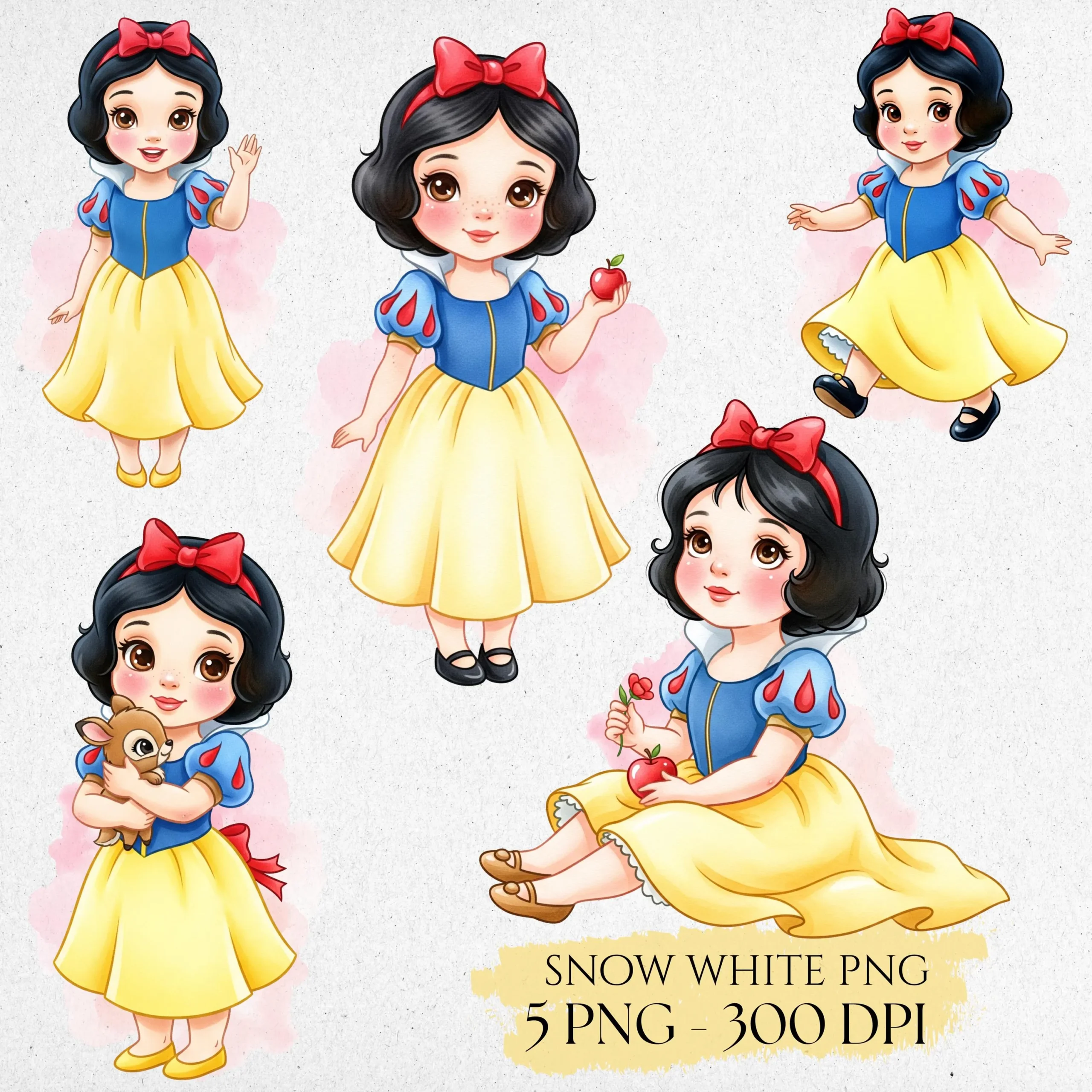 Baby Snow White Watercolor Clipart
