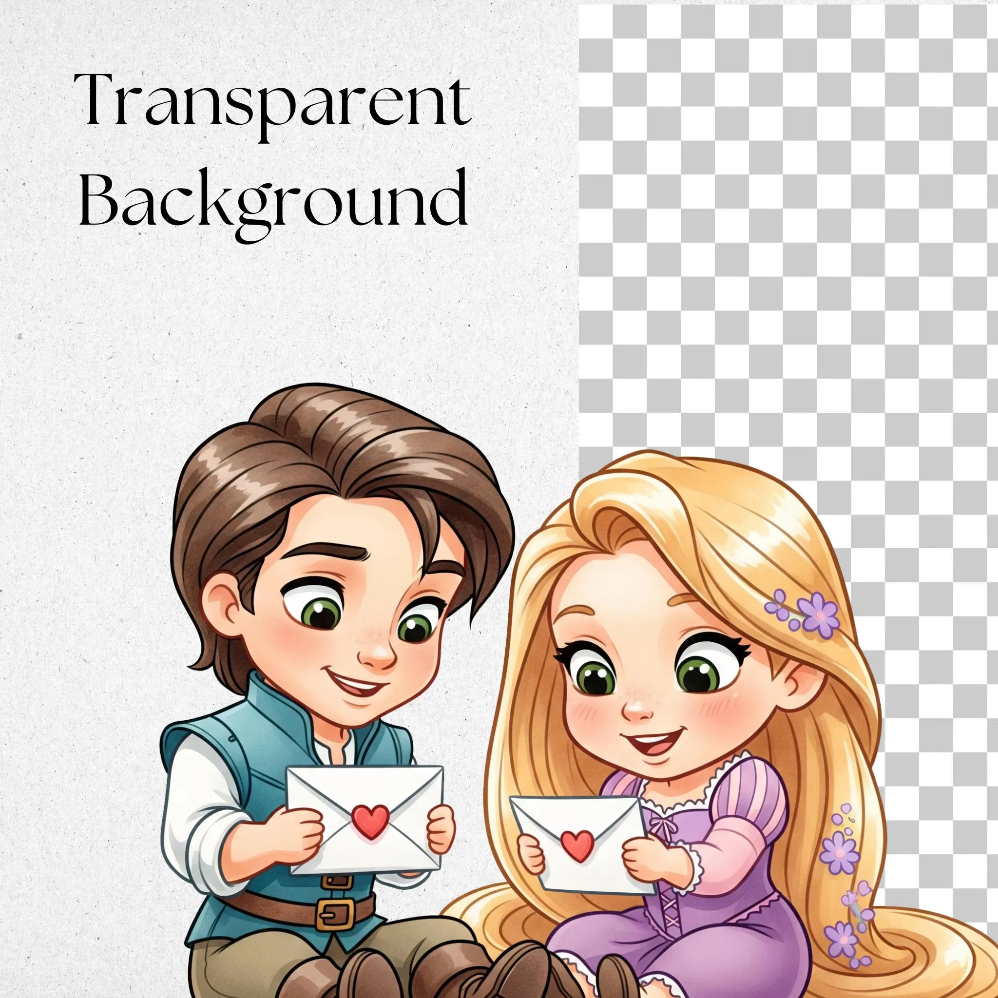 Rapunzel Valentine Watercolor Clipart