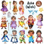 Wish Movie PNG Clipart, Cute Wish Princess Asha Clipart, Baby Wish Birthday, Cute Asha, Valentino Goat, King Magnifico, Fairytale Princesses