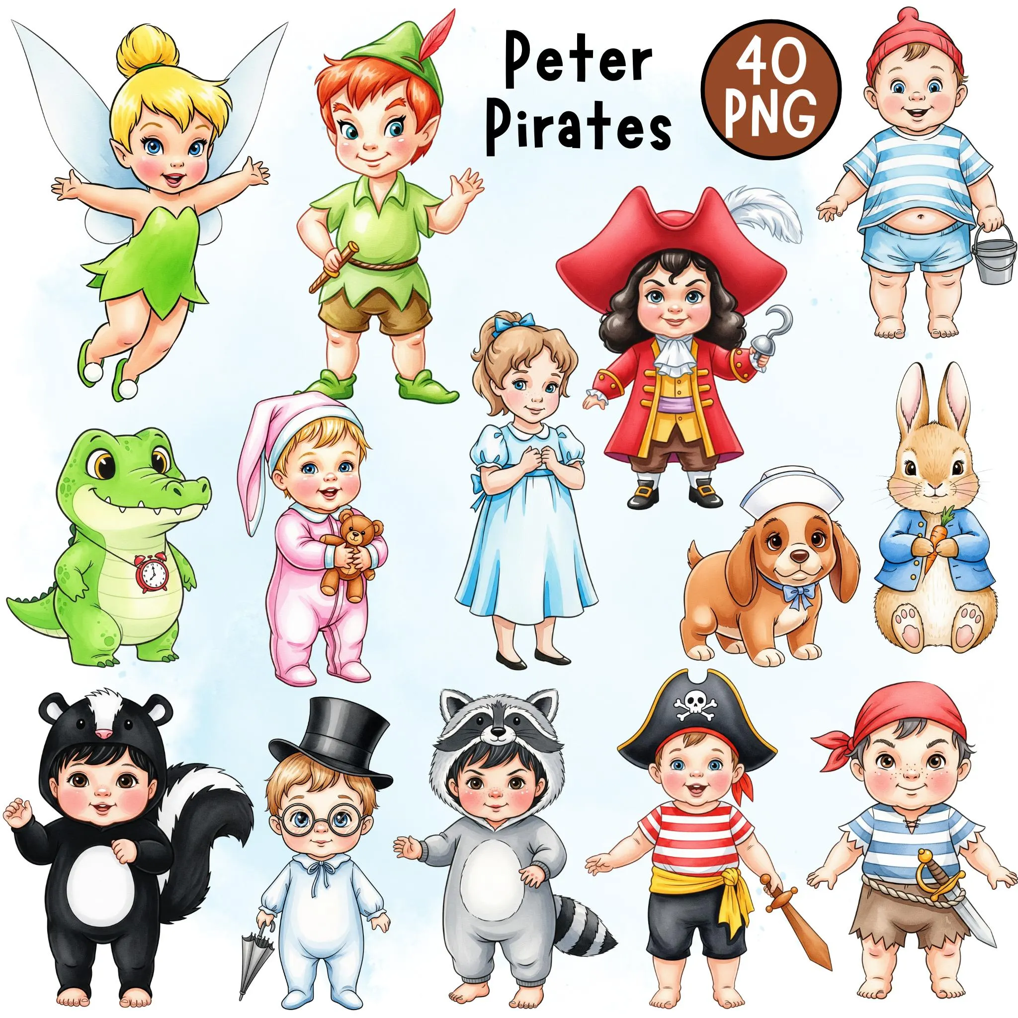 Peter Pan Watercolor Clipart