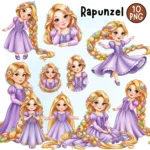 Baby Rapunzel Watercolor Bundle, Fairytale Clipart, Blondie, Watercolor Rapunzel Clipart, Princess Birthday, Tangled Clipart, Girl Birthday Party