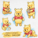 Winnie The Pooh PNG Clipart, Boy Birthday, Classic Winnie Pooh, Pooh Baby Shower, Winnie the Pooh Watercolor, Pooh Birthday PNG, Nursery Art