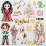 Little Rapunzel Watercolor Clipart,Fairytale Clipart, Blondie, Watercolor Rapunzel Clipart, Princess Birthday, Tangled Art, Maximus, Tower, Pascal