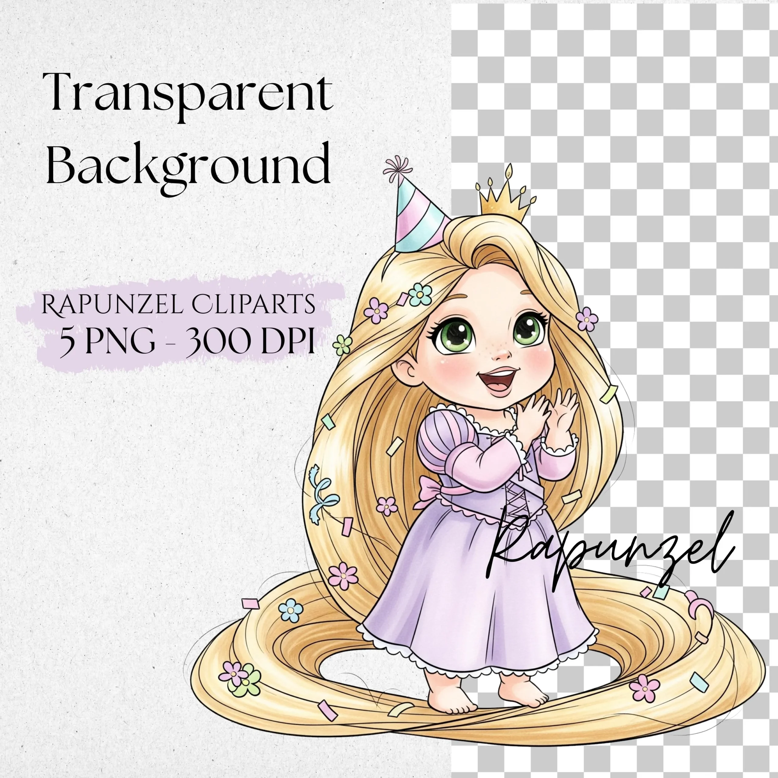 Baby Rapunzel Watercolor Clipart
