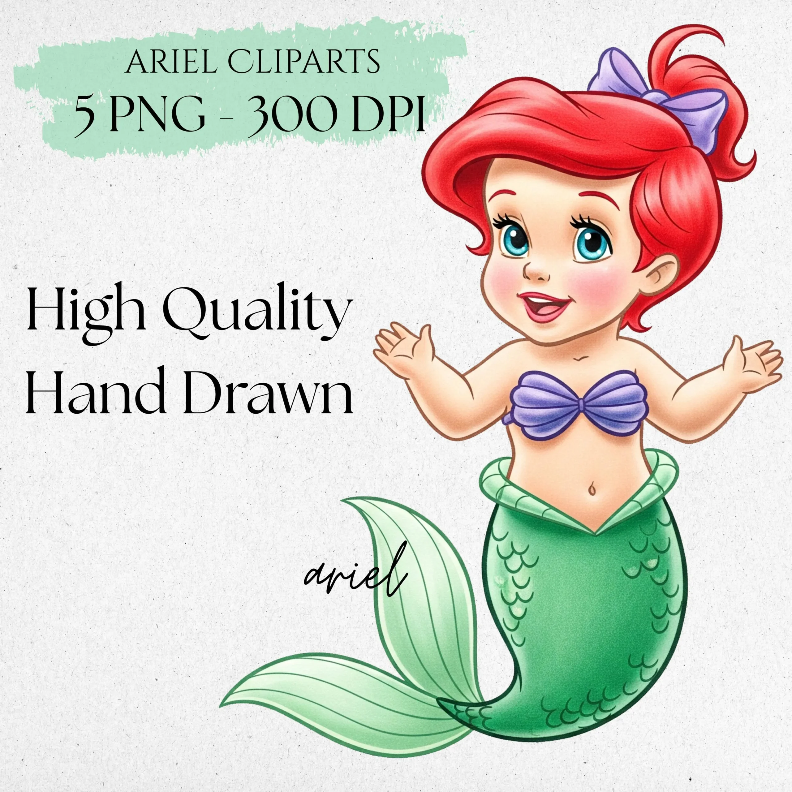 Baby Ariel Watercolor Clipart