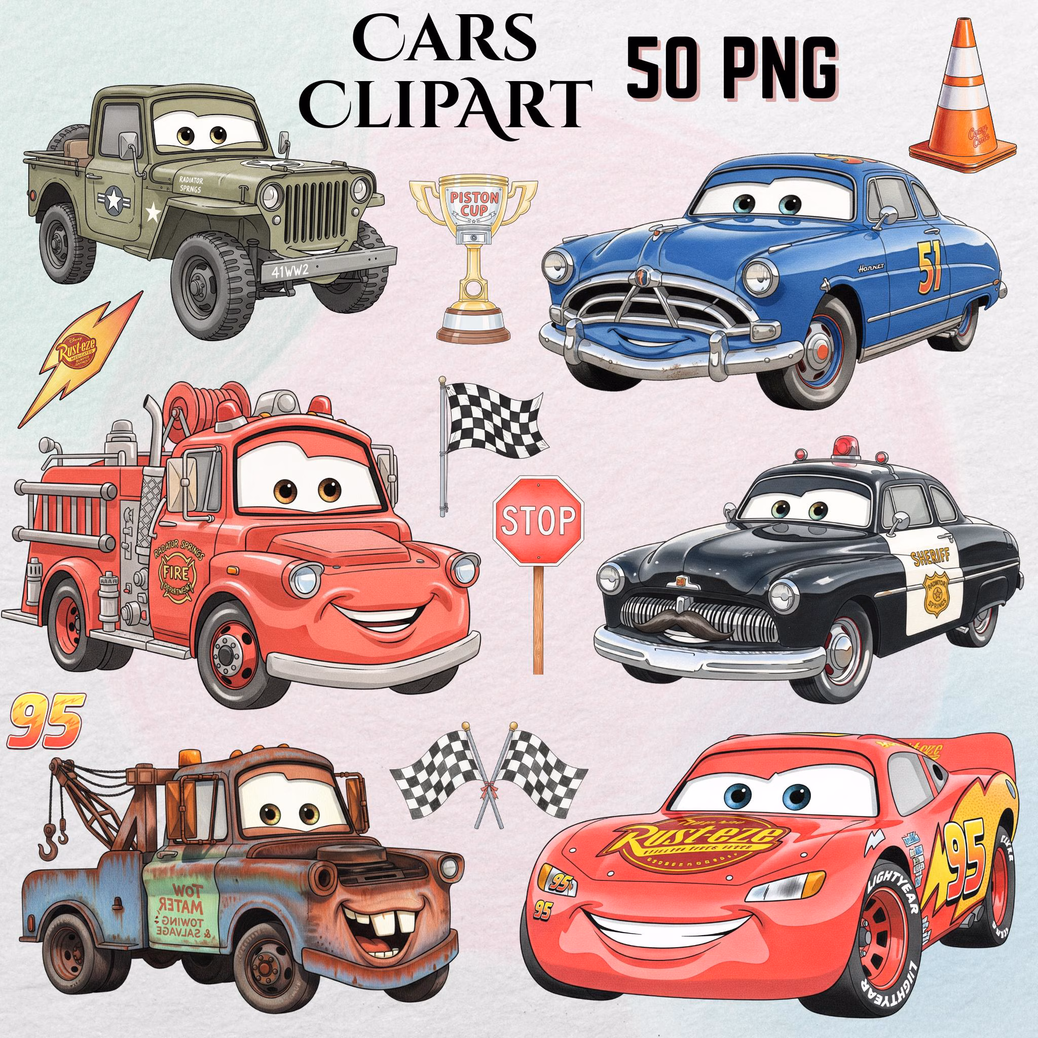 Lightning McQueen Watercolor Clipart