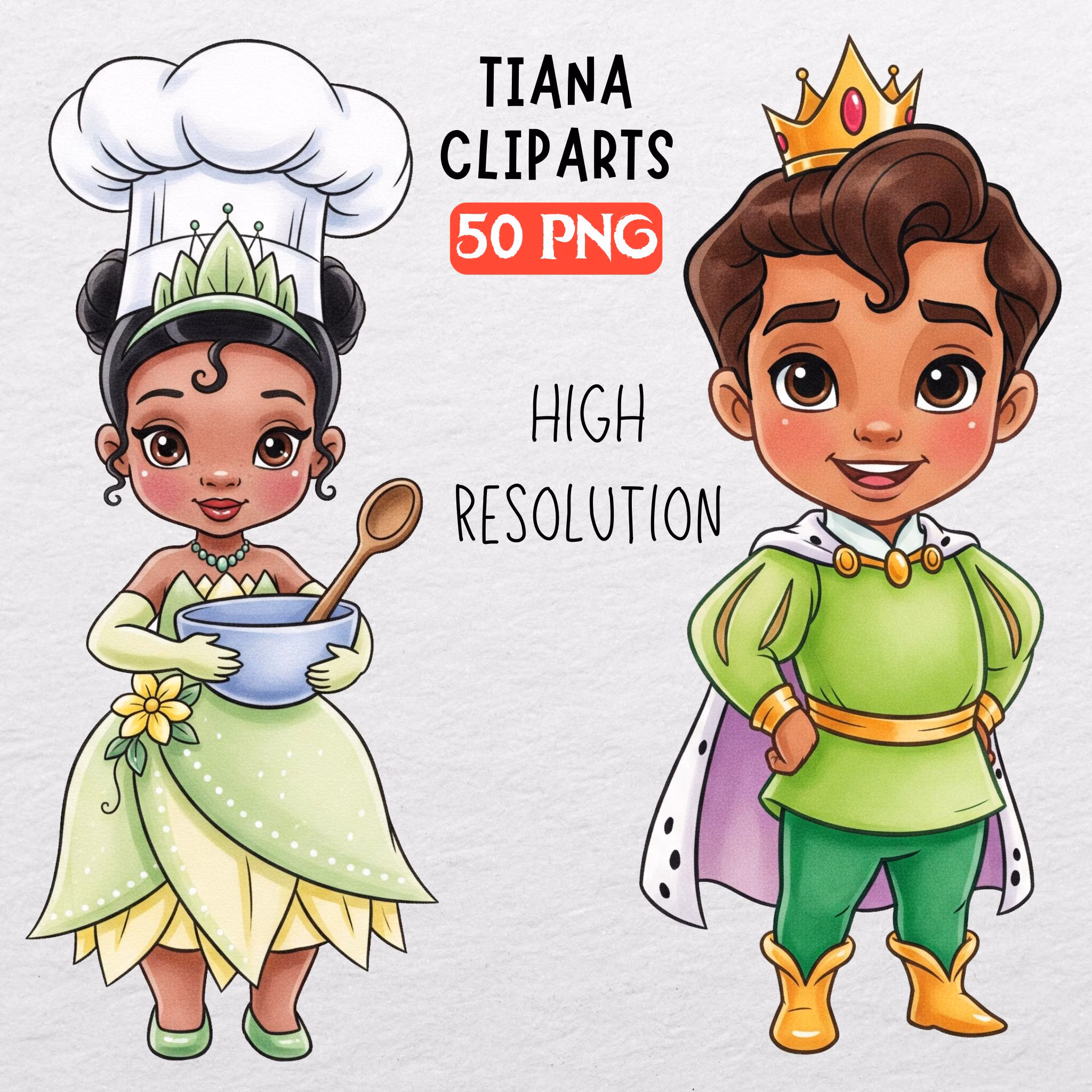 Baby Tiana Watercolor Clipart Bundle